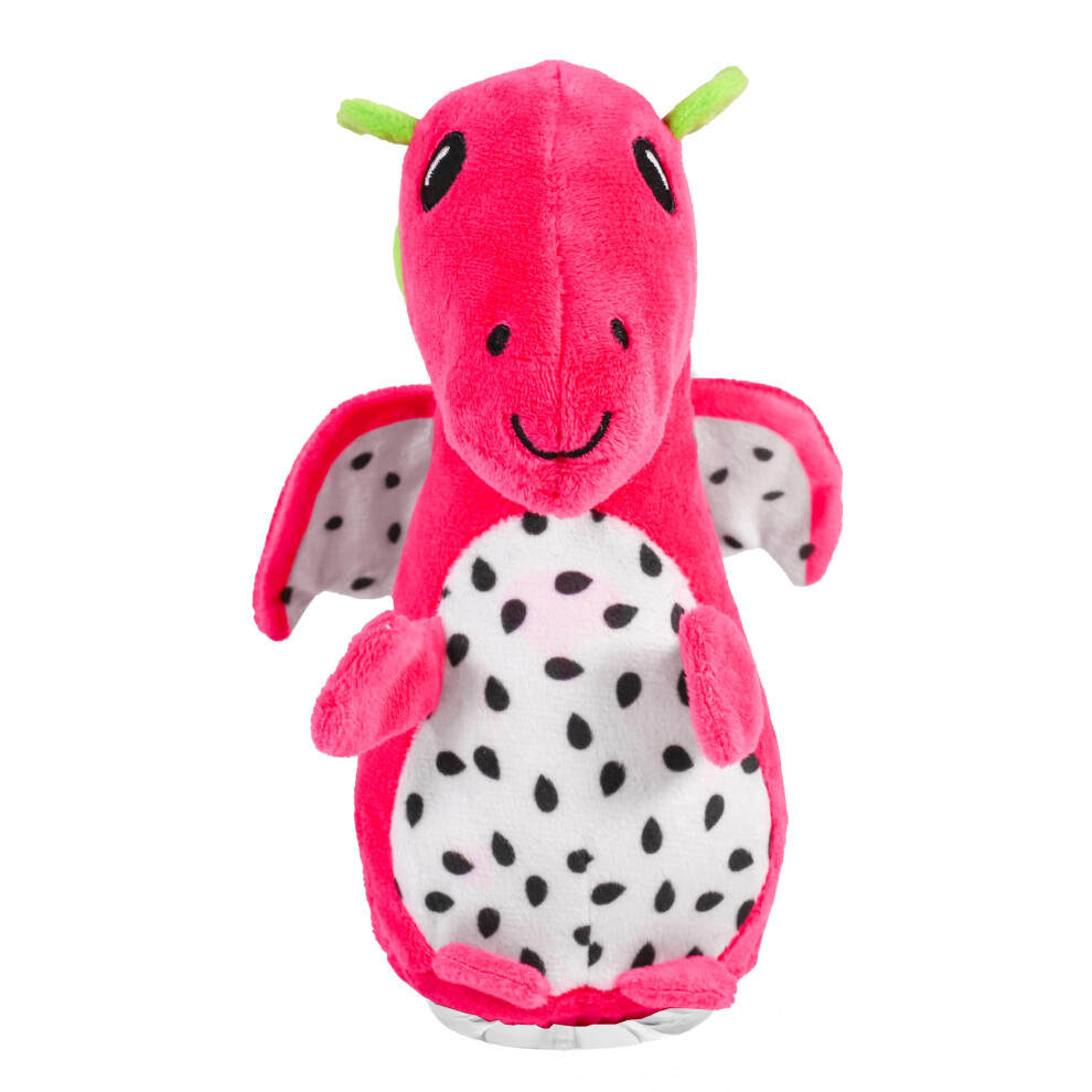 Rosewood Cooling Dragonfruit Dragon Plush Toy For Dogs - Includes Removable Water Bottle For Filling And Freezing, Hidden Squeaker And Crinkle Sounds