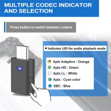 Transmissor 5.2 Adaptável AptX da para PC/Macpara PS5/, Adaptador de Dongle de Áudio de Conexão Dupla
