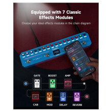 FLAMMA FG200 Intelligent Multi-Effects Guitar Pedal with 52 AMP Models 5 BOOST Models 40 Rhythm Styles Support APP OTG
