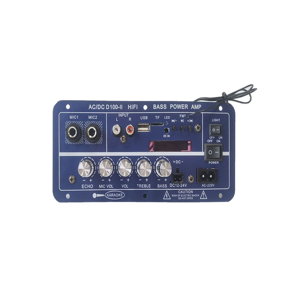 220V 12V Digital Amplifier Board Subwoofer Dual Microphone Karaoke Amp Speaker Home Theater Diy 100W Eu Plug 6031549588524