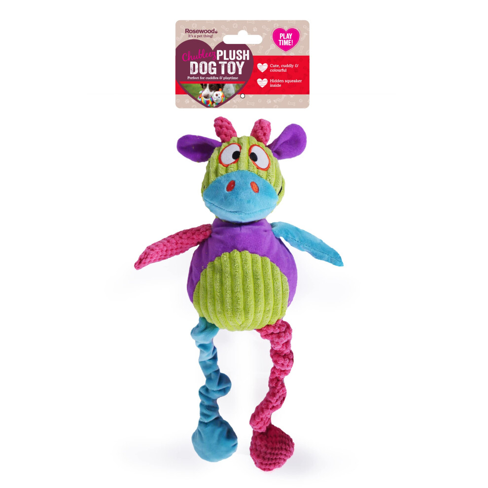 Rosewood Chubleez Chloe Cow Dog Toy, Plush Toy, Multi Colour