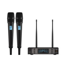 G-MARK GM1. 1 Microphone UHF Frequency Adjustable Handheld Karaoke Mic for Party Show Teaching Black EU Plug