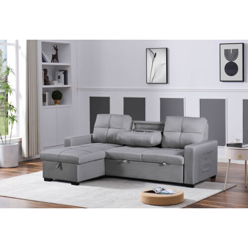 Luxury Life Naples 3 Seater Linen Sofa Bed in Light Grey