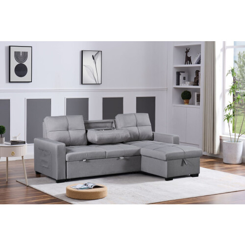 Luxury Life Naples 3 Seater Linen Sofa Bed in Light Grey 1