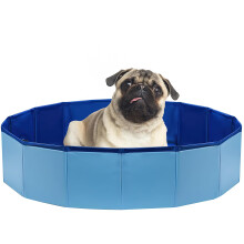 Small Paddling Pool for Dogs, 80cm Foldable Pet Swimming Pool for Puppy Cat Toddler, Portable Non-Slip Plastic Doggy Bathing Pool Bathtub for Garden