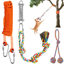 Zouboto Outdoor Hanging Bungee Dog Toy, Interactive Tether Tug of War Toy for Pitbull Small to Large Breeds,Tree Tugger Rope with Spring Pole & 2 Pack