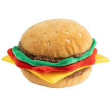Beef Burger Plush Dog Toy - Soft, Squeaky & Fun for Playtime, Fetch & Cuddling