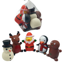Dog Pack of 5 Interactive Christmas Pet Chew Toy Squeak Honking Dog Toys Santa Snowman Ginger Bread Penguin Reindeer Xmas Puppies Doggy Toys Xmas Gift