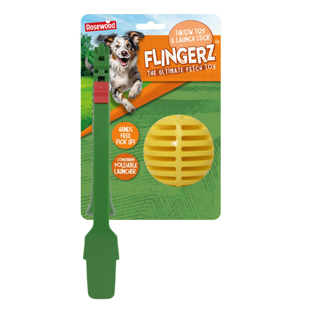 Rosewood Flingerz Dog Treat Ball Launcher ? Durable Interactive Fetch Toy For Active Dogs ? Long-Distance Throw Flinger For Outdoor Play & Exercise