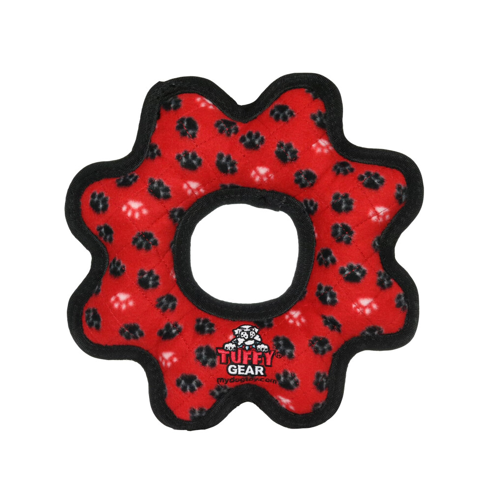 Tuffy Ultimage Gear Ring Paws Dog Toy, Red