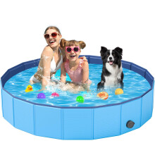 Dog Paddling Pool, YSJILIDE XL-160CM Portable Foldable PVC Pet Swimming Pool,Collapsible Dog Bath for for Large Medium Small Dogs & Kids.