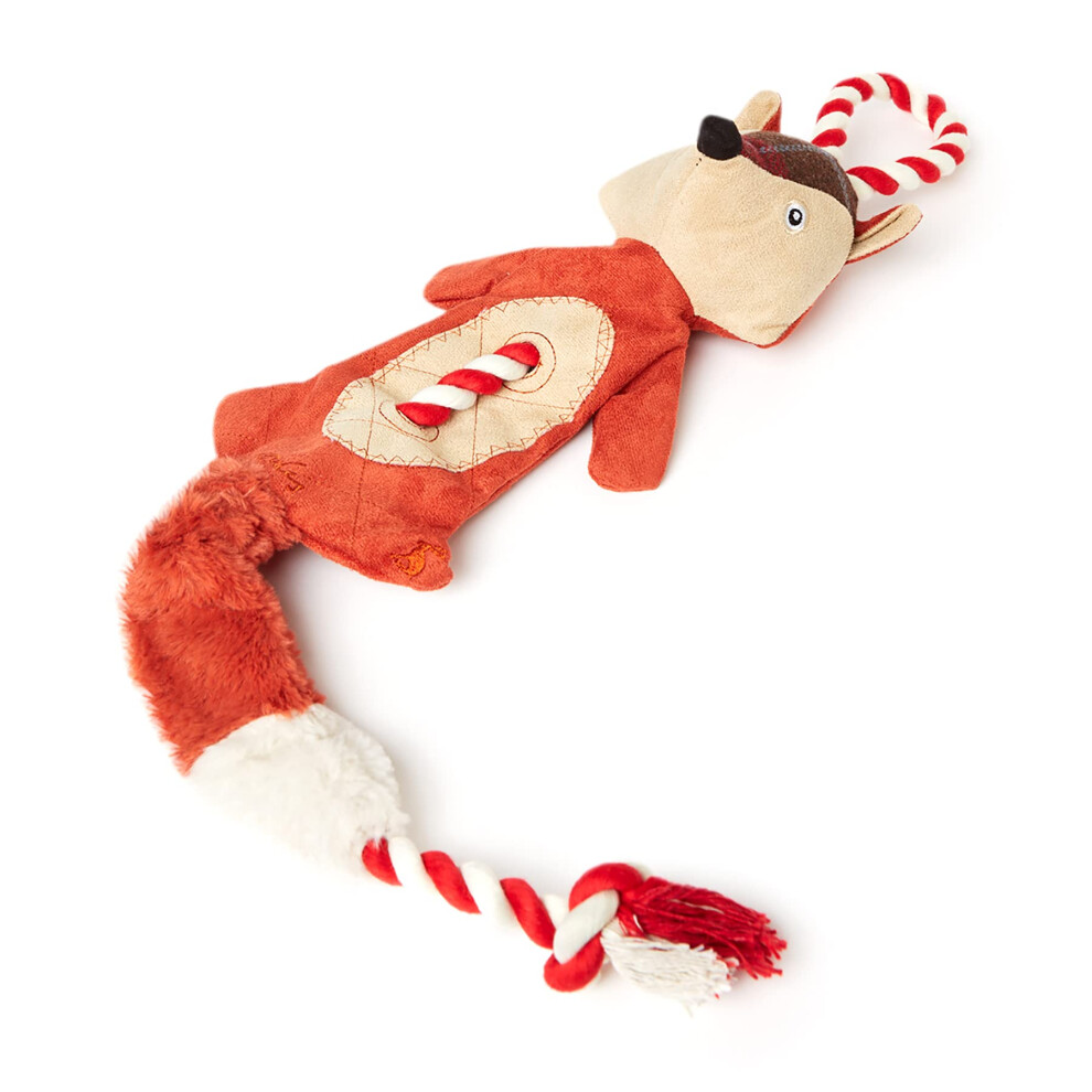 Rosewood Joules Squeaky Soft Plush Rope Fox Dog Toy, 74Cm