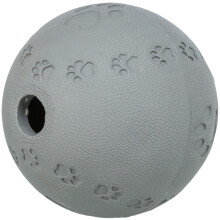 TRIXIE Snack Ball ? Dog toy with integrated maze ? extra long playtime fun ? rolls and bounces quietly ? natural rubber ? dark grey ? ? 11 cm ? 34943