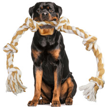 Large Dog Rope Toys For Aggressive Chewers, Size 105 cm, 6 Knot Tough Rope Chew Toys For Large Dogs, Indestructible 100% Non-Dye Cotton Rope For Large