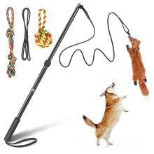 YILAKO Flirt Pole for Dogs - Heavy Duty Interactive Dog Rope Toy, Agility Training Fishing Pole for Large and Small Breeds, Durable Exercise Stick