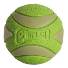 Chuckit! Max Glow Ultra Squeaker Ball Dog Toy, Durable High Bounce Floating Rubber Squeaky Dog Ball, Rechargeable Glow In The Dark Launcher Compatible