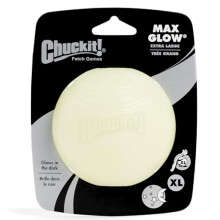 Chuckit! Max Glow Dog Ball Glow In The Dark Light Up Ball High Visibility Fetch Dog Toy, 1 Pack, X-Large