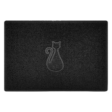 Nicoman CAT Shape Cat Litter Box Mat, Dog Food Feeding Tray Matt, Non-Slip, Easy Clean, Washable(90x60cm,Large),BLACK