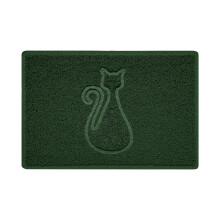 Nicoman CAT Shape Cat Litter Box Mat, Dog Food Feeding Tray Matt, Non-Slip, Easy Clean, Washable(60x40cm,Small),GREEN