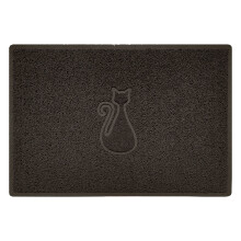 Nicoman CAT Shape Cat Litter Box Mat, Dog Food Feeding Tray Matt, Non-Slip, Easy Clean, Washable(90x60cm,Large),BROWN