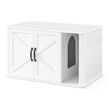 Feandrea Cat Litter Box Enclosure, Hidden Litter Box Furniture, with Front Entry, Double Doors, Handles, Cat House, End Side Table, Modern, 85 x 48.5