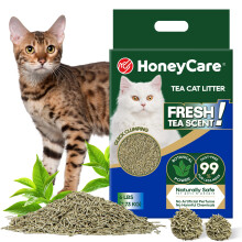 HONEY CARE Tea cat litter, Natural Green Tea Ingredients, No essence and pigment, Natural tea aroma, Low Dust, No Tracking, Fast Clumping, Superior