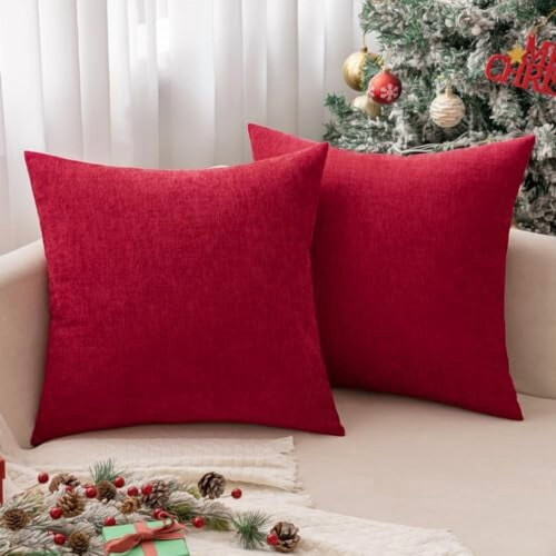 2-pack 40x40 cm chenille örngott, röda