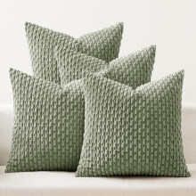 Fodere per cuscini a righe in stile boho, in velluto a coste, 45x45 cm, set da 4