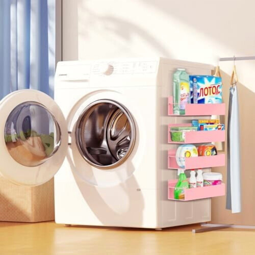 Magnetisk kryddhylla för kylskåp – 4-pack rosa 2
