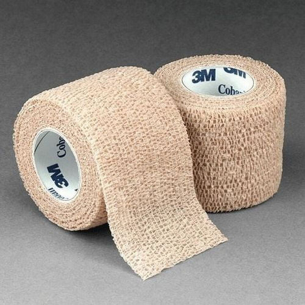 3M Self-Adherent Wrap ''Tan, 2 x 5 yds, Latex, Single Roll'' 2 Pack