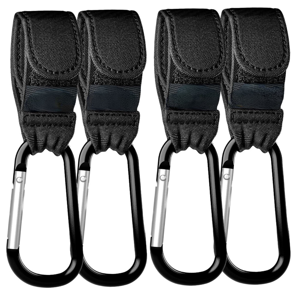 4-Pack Stroller Hooks - Universal Bag Clips for Diaper Bags, Carry 11 lbs Each, Adjustable Straps