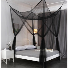 4 Poster Bed Canopy Netting Functional Mosquito Net Full Queen King Black 76"x86"x96"(WxLxH)