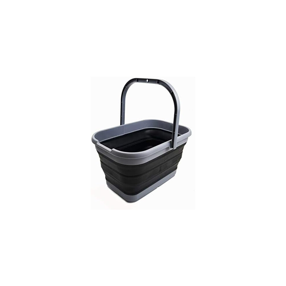 12L (3.17 Gallon) Collapsible Rectangular Handy Bucket (1, Grey/Black) 9180479078630