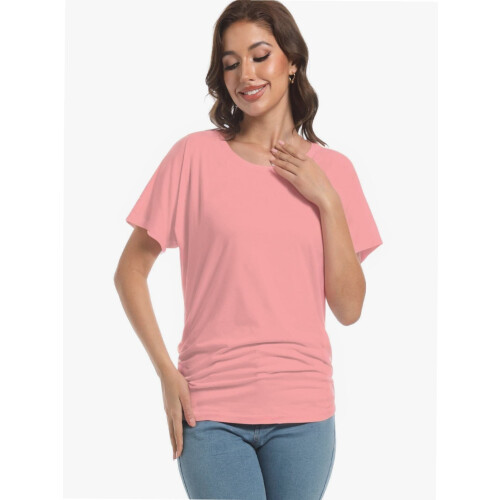 Γυναικεία Casual T-shirts Dolman με κοντομάνικα πουκάμισα, τοπ με βολάν και φαρδιά 1