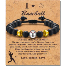 Tiger Eye Baseball Bracelet for Teen Boys – Health, Safety & Happiness – Birthday, Christmas, Graduation Gift – Compatible with Teens