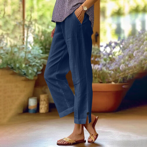 Γυναικείο Casual Παντελόνι με Φαρδιά Πόδια · Παντελόνι με Ελαστική Μέση, Ίσιο Πόδι, 1