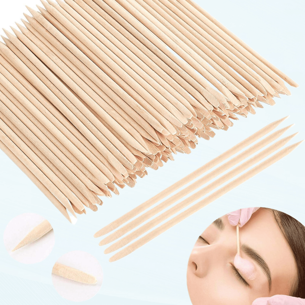 200 Pcs Eyebrow Wax Sticks Waxing Applicator, Wood Wax Spatulas for Face and Small Hair Removal Sticksâ¦ (Pointed Flat Handle)