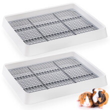 WUWEOT 2 Pack Large RabbitLitter Box, Shallow Bunny Restroom Tray, Small Animals Litter Pan Toilet Potty Trainer with Grate