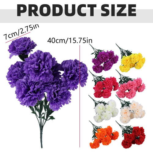Künstliche Nelken, Seidenblumen, Dunkelrosa, 7er-Pack 2