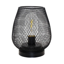 Vintage Metal Cage LED Lamp, Battery-Operated Table Lantern, Industrial Decor for Indoor/Outdoor, Wedding & Home (2-Pack)