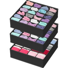 Organisateur de tiroir Ă chaussettes pour commode/placard/chambre, lot de 3, noir