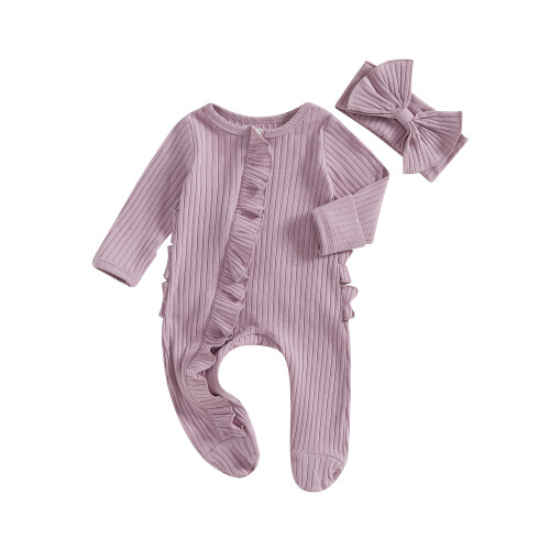 (0-3 Months, Purple) Ensemble d'automne pour 2 pièces.