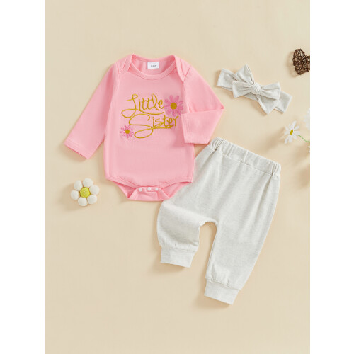 (0-3 Months, Pink) Conjunto de otoño 3 piezas. 2