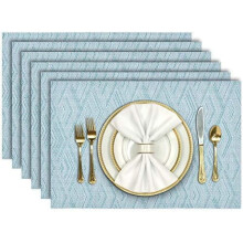 6-Pack Heat-Resistant Washable PVC Placemats, Non-Slip & Stain-Resistant, Woven Vinyl for Dining Table
