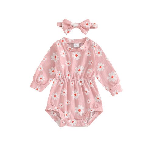 (6-12 Months, Pink) Dívčí overal s s čelenkou