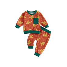 (6-12 Months, Red) Ensembles de Noël pour tout-petits : Sweat-shirt long et pantalon bonhomme en pain d'épice