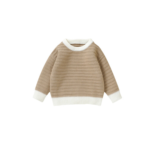 (18-24 Months, Khaki) Herbstpullover für Kleinkinder Rundhalsausschnitt, Grobstrick