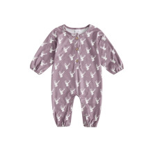 (0-3 Months, Purple) Combinaison bébé, manches longues, col rond, imprimé élan, vêtements de Noël pour filles et garçons