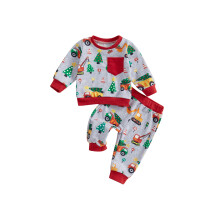 (18-24 Months, Gray) Ensembles de Noël pour tout-petits : Sweat-shirt long et pantalon bonhomme en pain d'épice