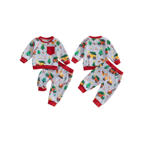 (6-12 Months, Gray) Χριστουγεννιάτικα σετ για και παντελόνια 1